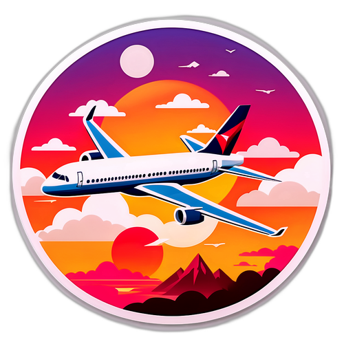 Isang Sleek na Delta Airplane sa L sunset Sky