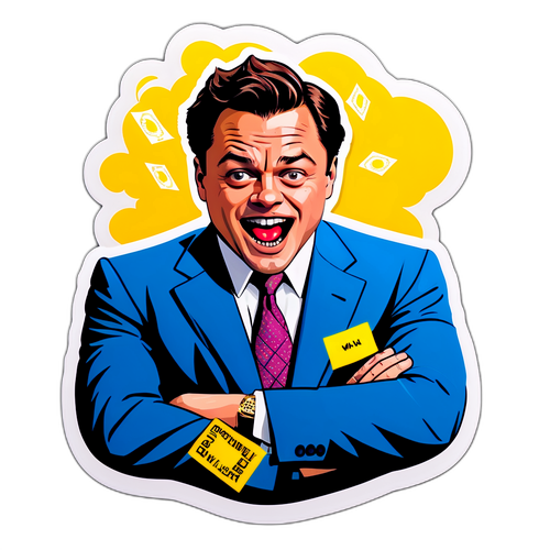 Смешная карикатура на сцену из "Волка с Уолл-стрит"