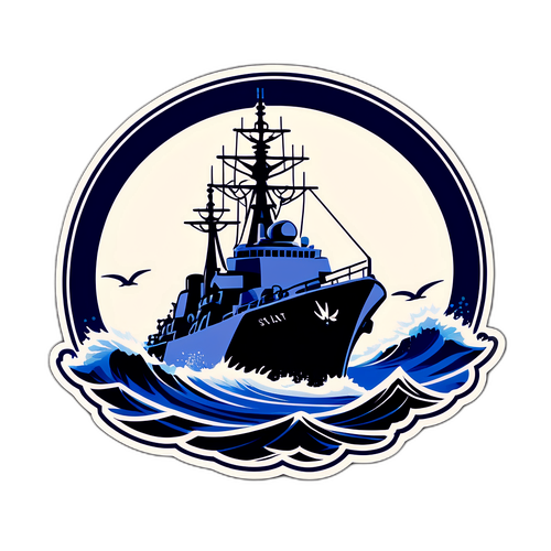 Navy Ship in Rough Seas