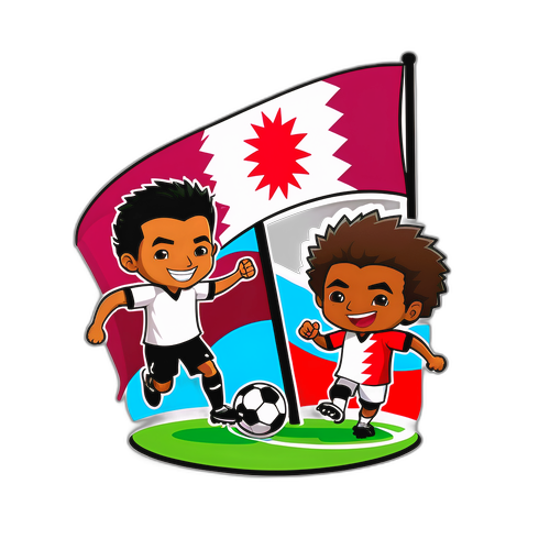 Sticker wa Mpira wa Miguu wa Qatar na Bahrain