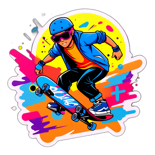 Masiglang Disenyo na may Skateboard at Rollerblades