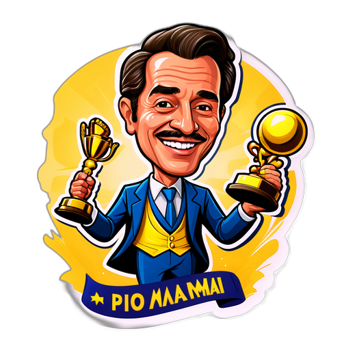 Autocollant caricatural de Pio Marmai recevant un César