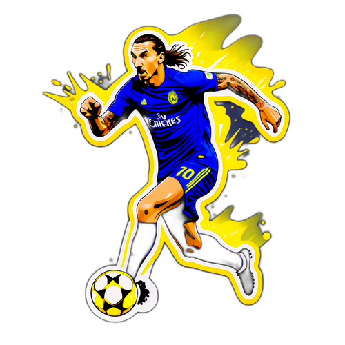 Dessin stylisé de Zlatan Ibrahimović en action