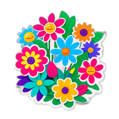 Neşeli Çiçekler Stickerı