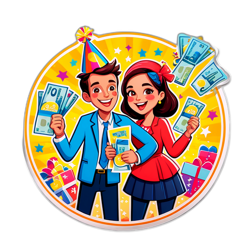 Masayang Sticker ng Nanalo sa Lotto