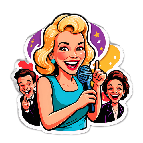 Vrolijke cartoon van Chantal Ladesou tijdens een comedy avond