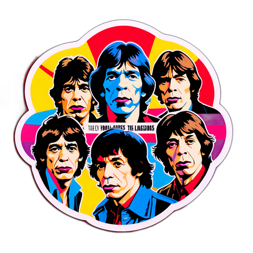 Stylizowana grafika Rolling Stones w pop-arcie