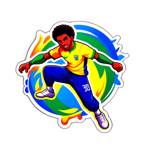 Stiker Raphinha dengan Elemen Budaya Brasil