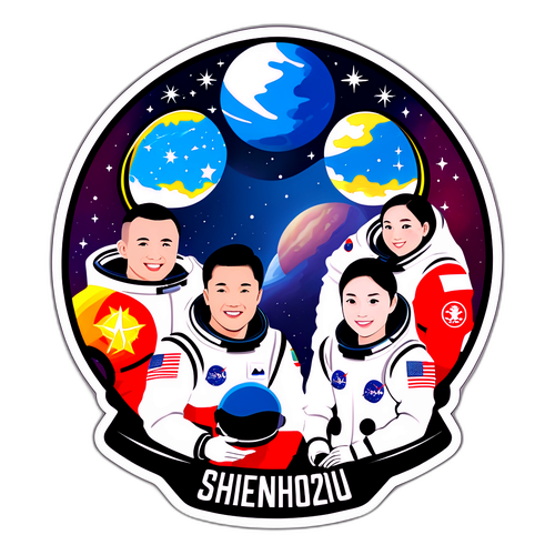 神舟20号和神舟21号航天员家庭照纪念贴纸