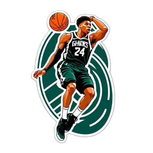 Isang Estilong Sticker ng Slam Dunk ni Giannis Antetokounmpo na may 'MVP' na Texto