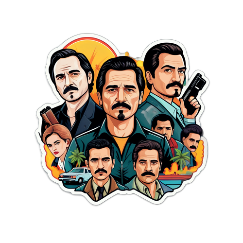 Modern stílusú Narcos karakterek egyedi illusztrációja