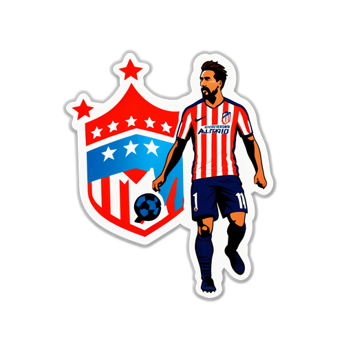 Desain Stiker Minimalis: Simbol Atlético Madrid dan Siluet Pemain dalam Pertarungan Epik! 