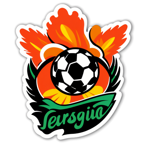 Stiker Logo Persija Jakarta dengan Latar Belakang Sepak Bola yang Hidup