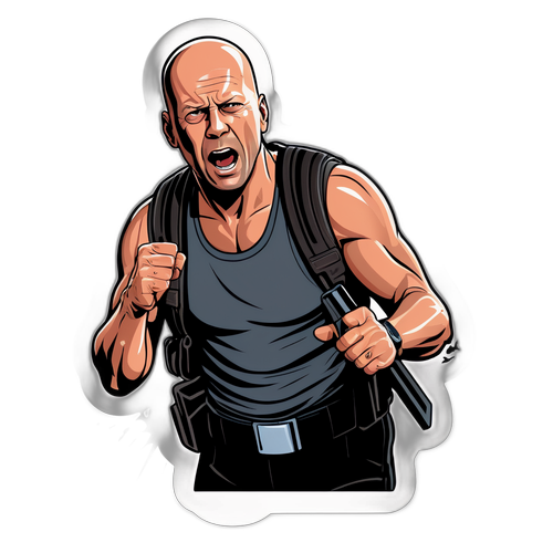 Heltemodig actionillustrasjon av Bruce Willis