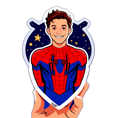 Minimalist tegning af Tom Holland med smil