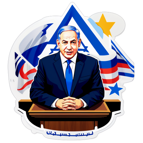 Unleashing Patriotism: Netanyahu's Inspiring Speech Captured in a Stunning Sticker!