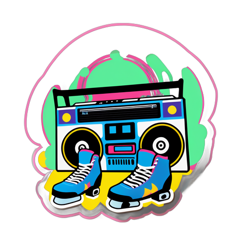 Revivez les Années 90: Le Sticker Qui Évoque Vos Souvenirs de Boombox et Patins à Roulettes!