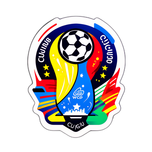 Abstract sticker van de Club Wereldbeker met iconische voetbalmomenten