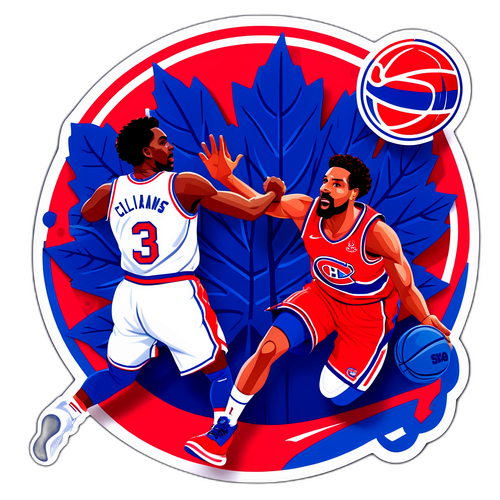 Dynamic Basketball Rivalry Sticker: Canadiens vs Maple Leafs