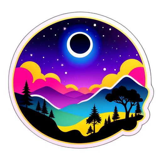 Escena de un Eclipse con Paisaje Natural en Silueta