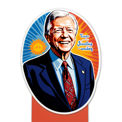 Jimmy Carter'ın Sanatsal Tasvirini İçeren Nostaljik Çıkartma