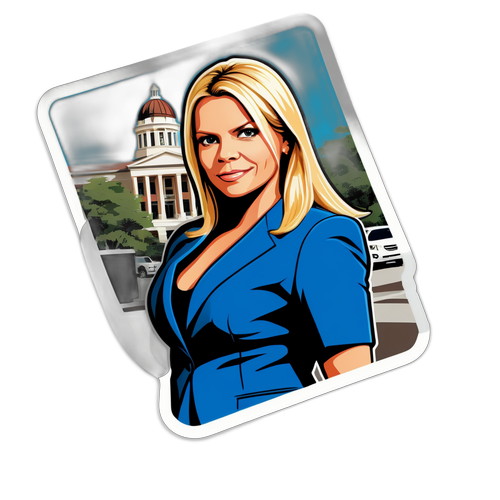 Una potente etichetta di Pam Bondi davanti a un tribunale