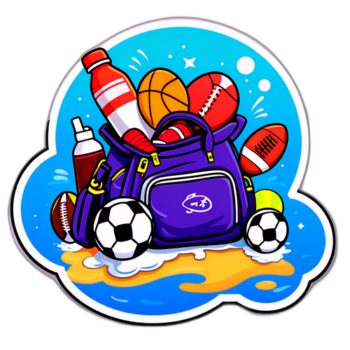 スポーツバッグと浮いているアイテム