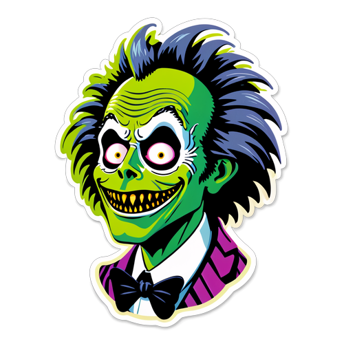 Huwag Palampasin ang Nakakatakot na Pagsasaya: Beetlejuice Sticker na May Spooky Vibes at Iconic Quotes!