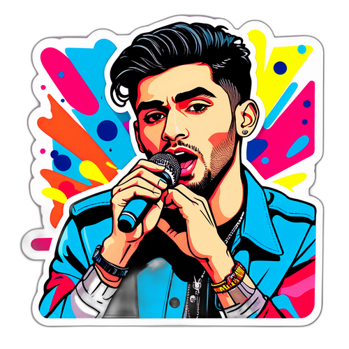 Stiker Pop-Art Zayn Malik Bernyanyi