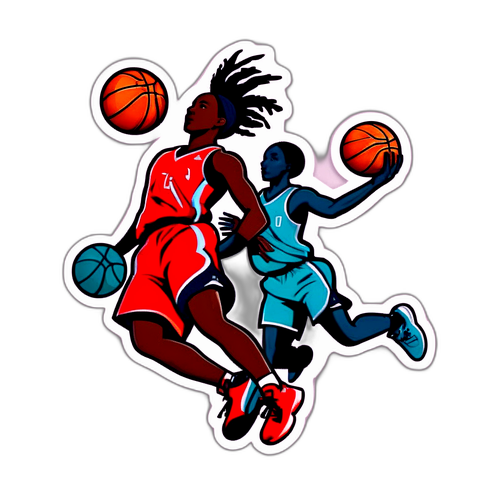 Sporty Basketball Action Sticker