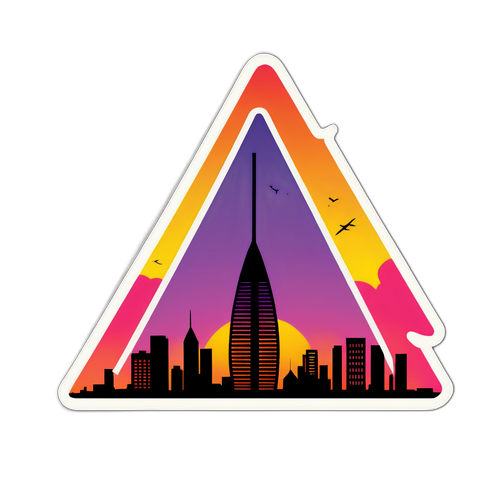 Autocollant de la Tour Triangle au coucher du soleil