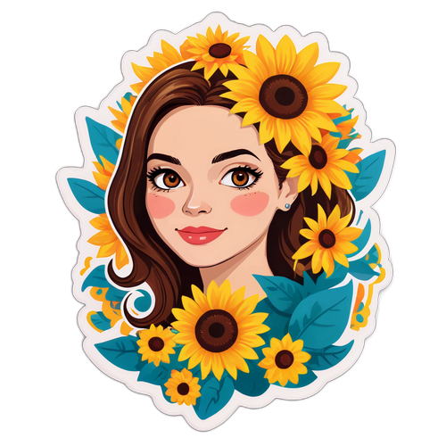 Sticker met Annelien Coorevits omringd door zonflowers