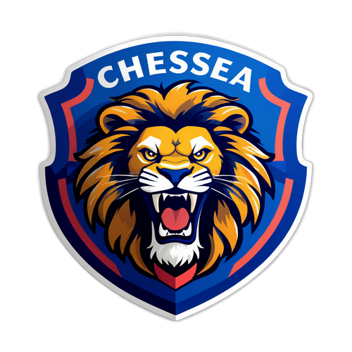 Stiker Perisai Chelsea FC dengan Singa Kuat