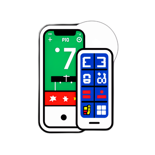 Sticker cu ecran mobil afișând scorul în timp real al unui meci de fotbal