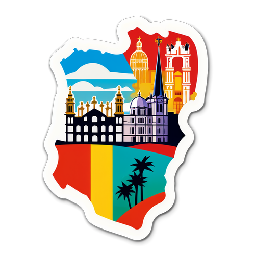 Sticker ya Kufurahisha ya Uhispania: Mchanganyiko wa Architektura na Alama za Kitamaduni!