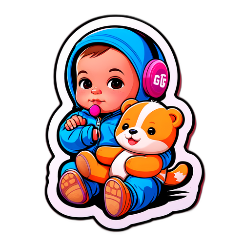 Ein süßes Baby mit einem Spielzeug im GTA 6 Hintergrund