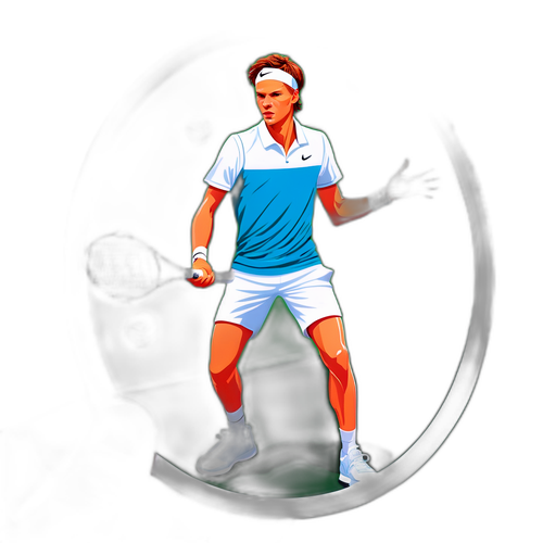 Sticker về Jannik Sinner với cây vợt tennis, thể hiện quyết tâm