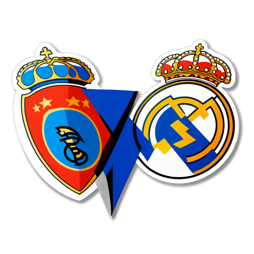 Ilustração dos logotipos do Espanyol e do Real Madrid em uma rivalidade feroz