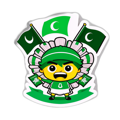 Ilustración divertida de un aficionado con banderas de Panathinaikos