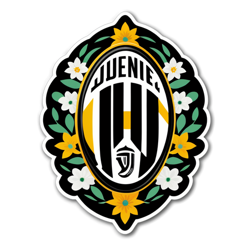 Design d'autocollant floral autour du logo de la Juventus