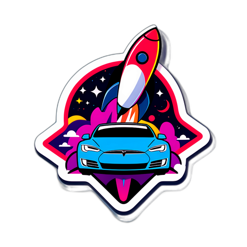 Pelekat Motivasi Tesla dengan Roket