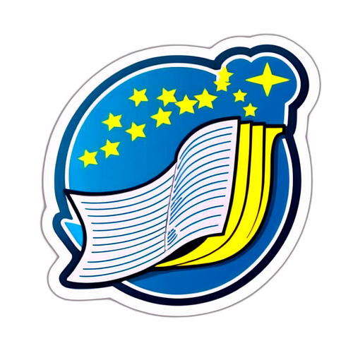 Sticker met een open boek onder sterren