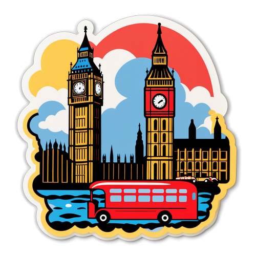 Whimsical London Landmark Sticker