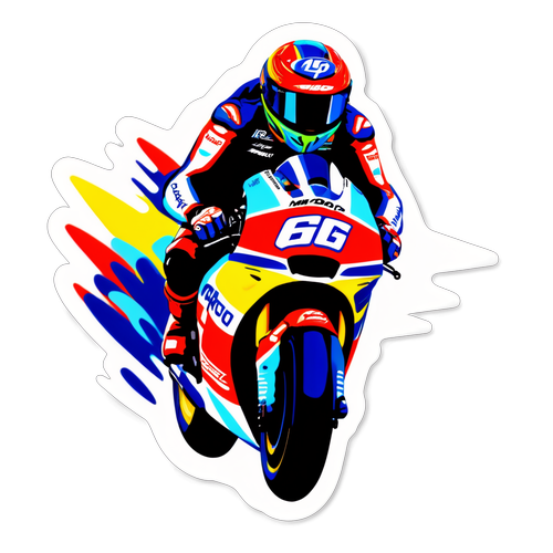 Stiker Penunggang MotoGP yang Bersemangat
