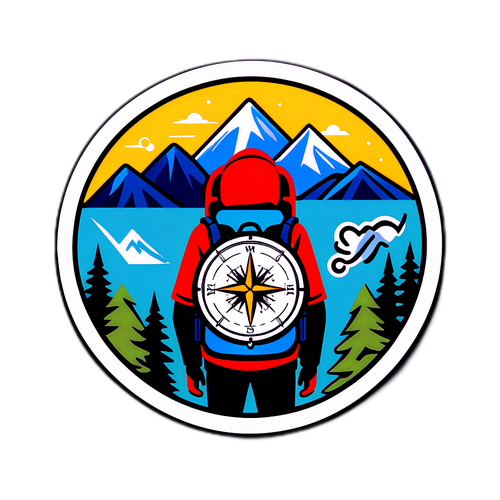 Scenisk klistremerke med ekspedisjonselementer