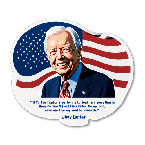 Herzlicher Aufkleber von Jimmy Carter mit einem berühmten Zitat und dem Motiv der amerikanischen Flagge