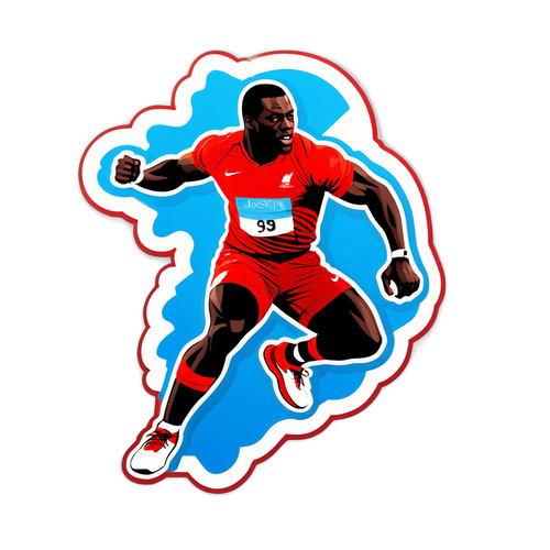 Sticker van Ben Johnson in actie