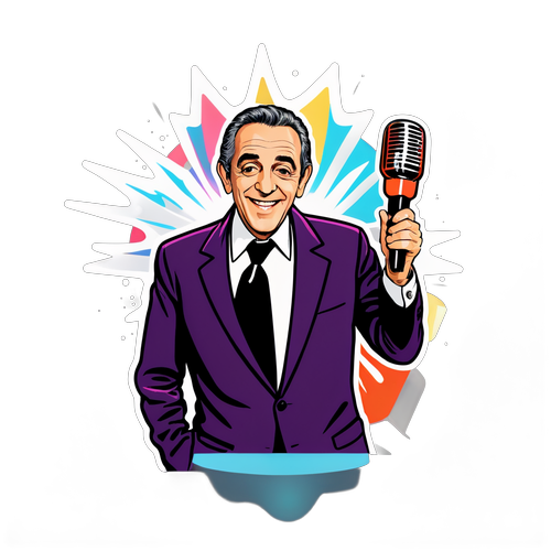 Retro-sticker van Thierry Ardisson in talkshow setting