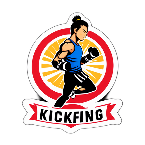 Sportovní nálepka s vášní pro kickbox a fitness