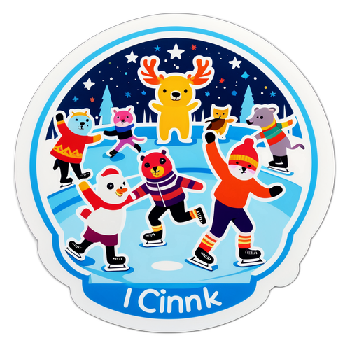 Una scena olimpica di pattinaggio su ghiaccio con animali